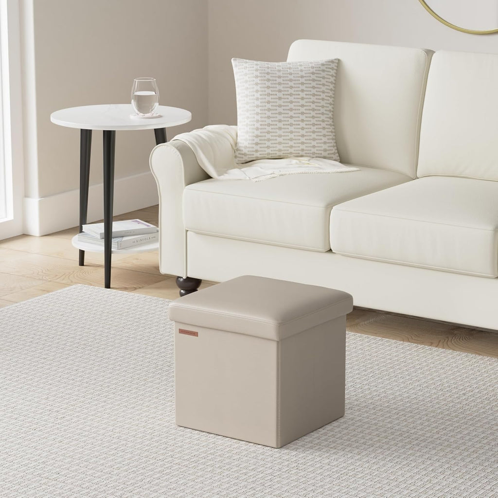 SONGMICS Mazie Collection - 15 Inches Ottoman with Storage, Footstool, Storage Ottoman, Load 660