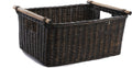 The Basket Lady Pole Handle Wicker Storage Basket, Large, 18 in L x 14.5 in W x 9 in H, Antique