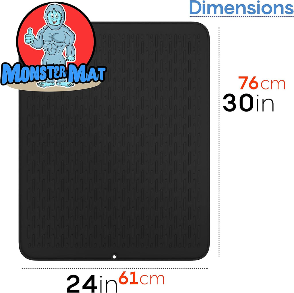 Extra Large (30 inch by 24 inch) heavy duty silicone dish drying mat for kitchen counters by