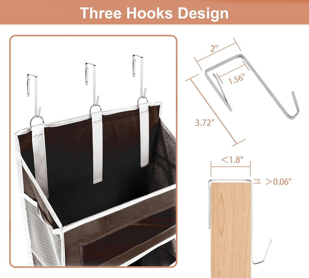 5-Tier Over The Door Storage Organizer with 10 Side Mesh Pockets, 48 lbs Load Capacity, 3 Hooks