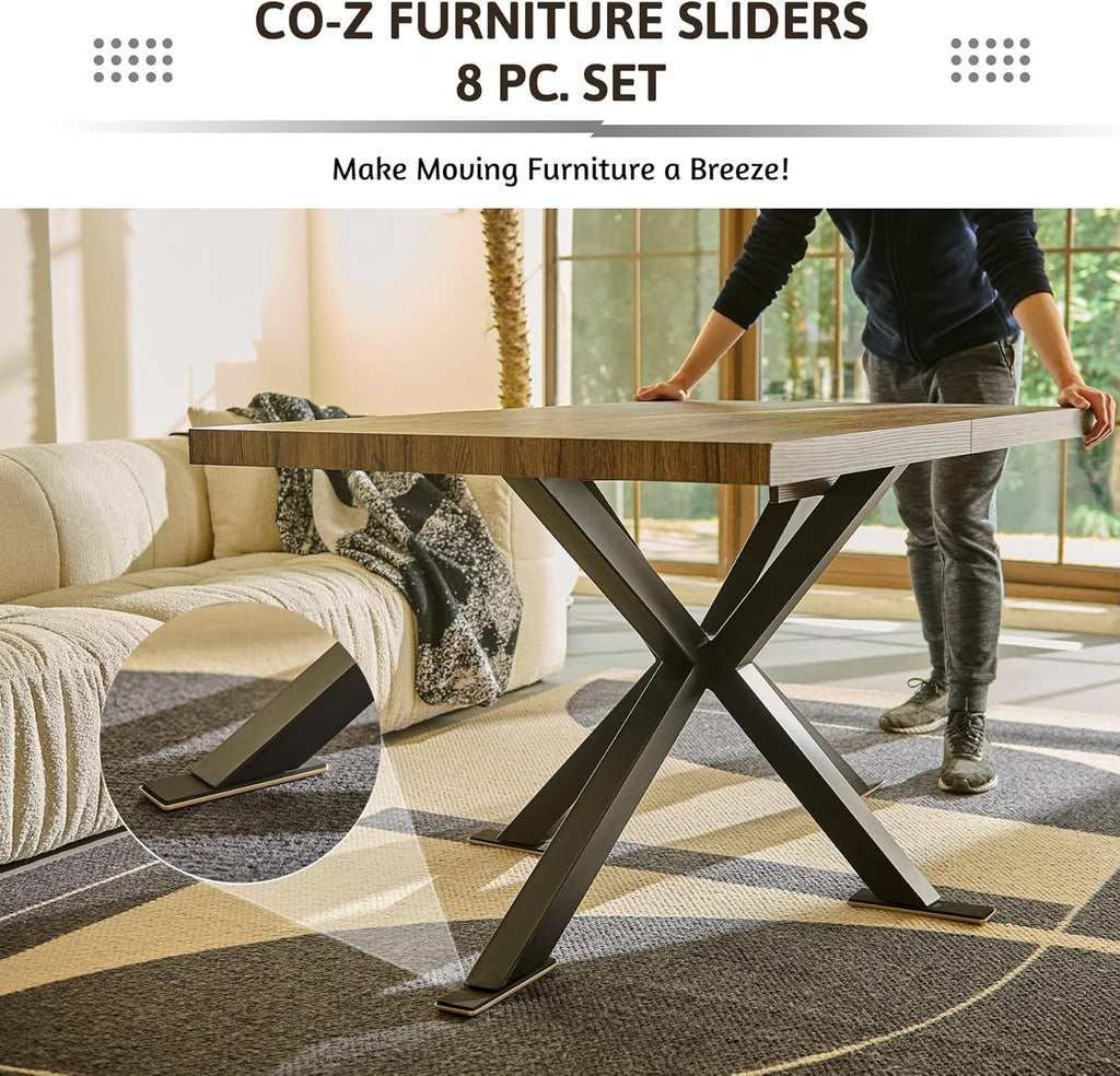 CO-Z Large Furniture Sliders - 8 Pack, 2 1/2" x 9" Rectangle Reusable Furniture Sliders for Carpet