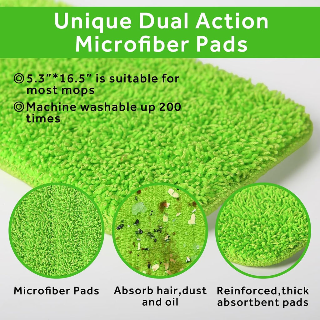 16.5 inch Mop Pads Refills, 3 Pack Microfiber Reusable Replacement Mop Pads Flat Replacements Heads