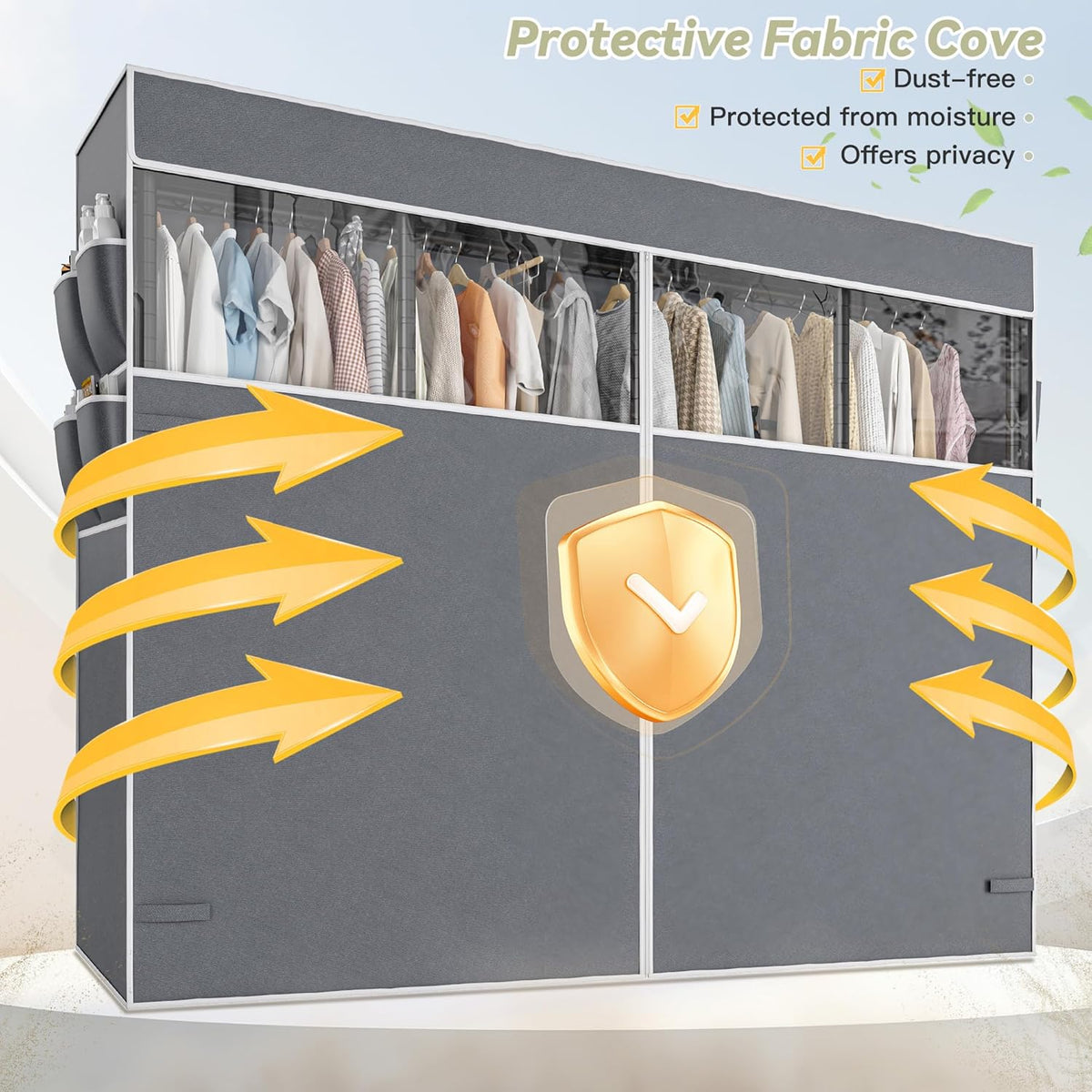Raybee Clothes Rack with Cover,1150LBS Heavy Duty Clothing Rack for Hanging Clothes,Adjustable