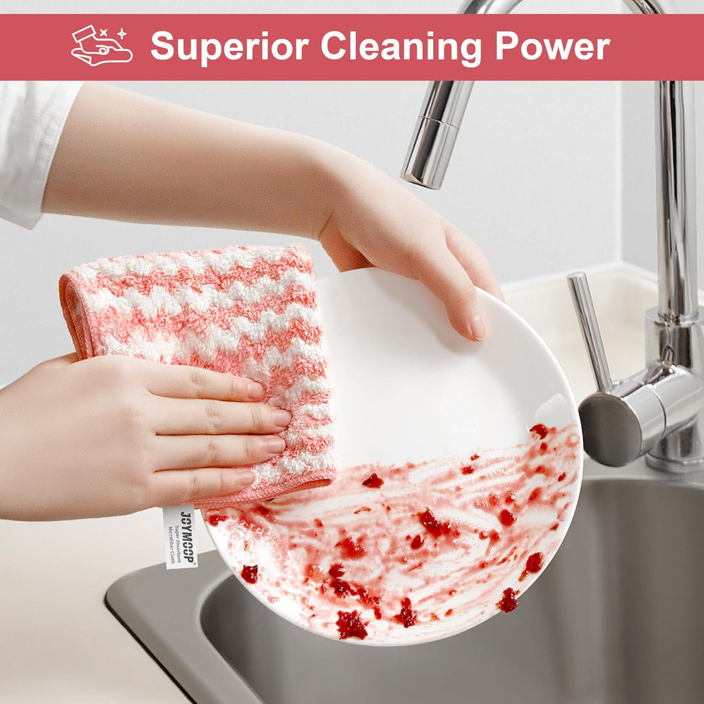 JOYMOOP 5 Pack Microfiber Cleaning Cloth, All-Purpose Microfiber Towels, Absorbent Streak Free Lint