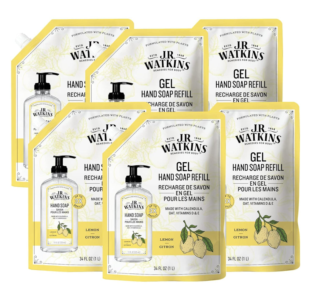 J.R. Watkins Gel Hand Soap Refill Pouch, Scented Liquid Hand Wash for Bathroom or Kitchen, USA Made