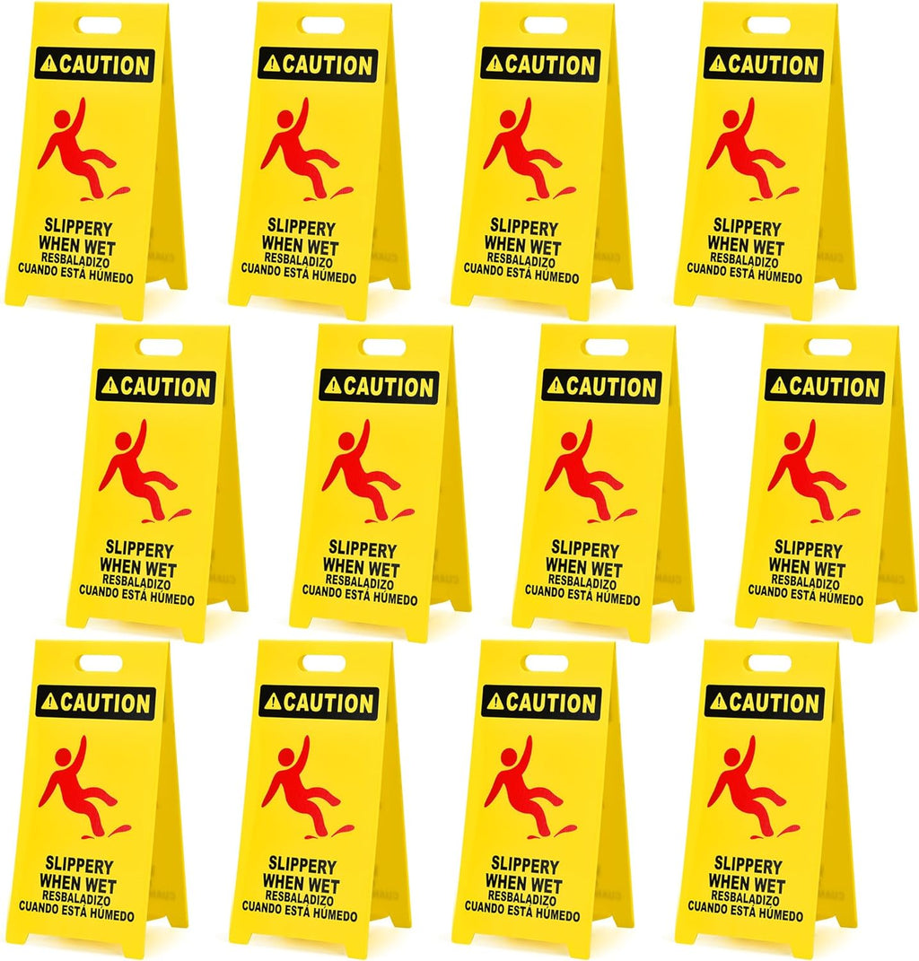 MATTHEW CLEANING 25'' Industrial Wet Floor Sign 12 Pack 2-Sided Durable Corrugated Plastic Birght