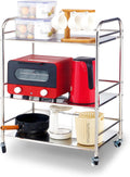 susunnus Stainless Steel Cart with Wheels 3 Tier,Stainless Steel Kitchen Cart,Utility Cart,Metal