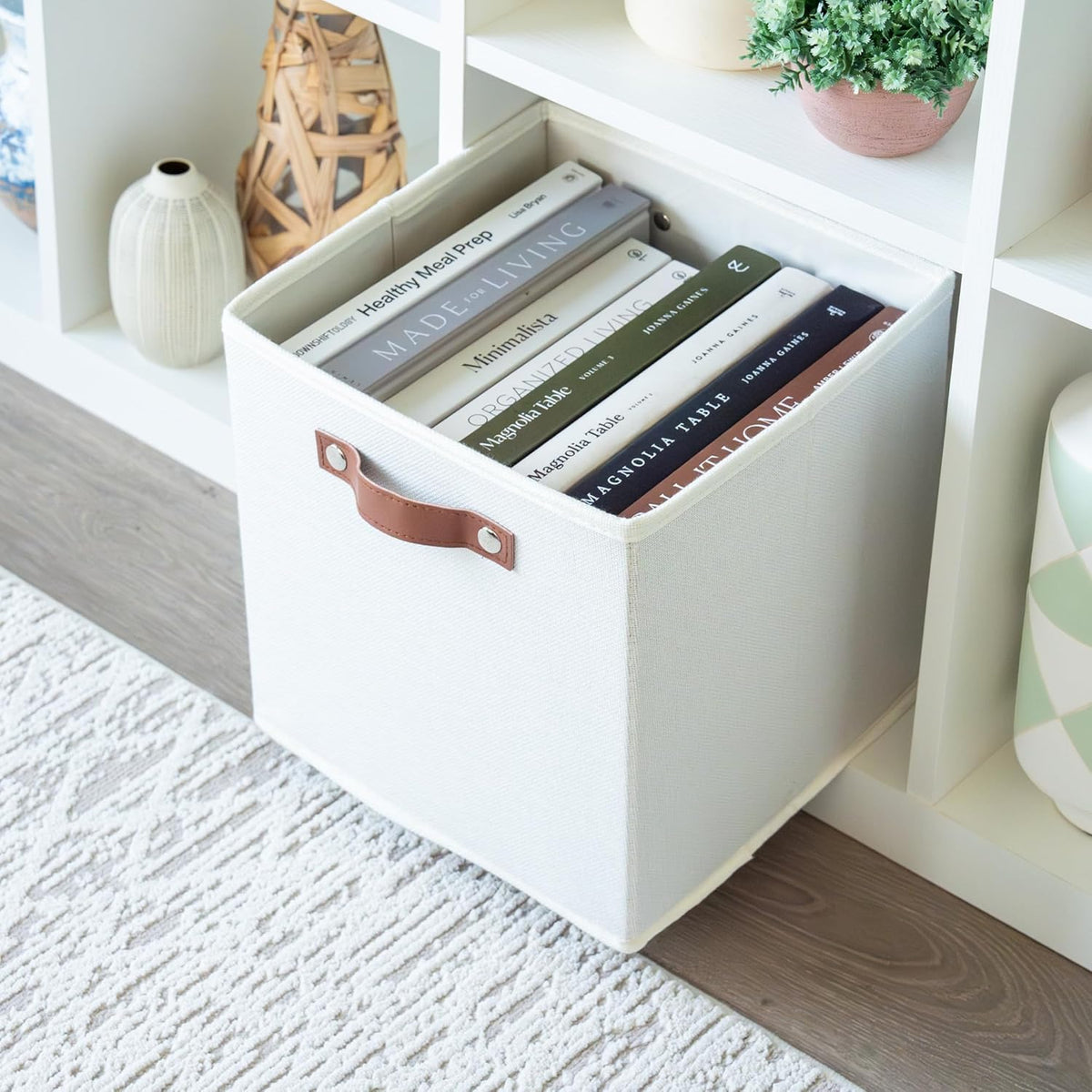 OrganiHaus 11x11 Fabric Cubes Storage Bins Set of 4, Foldable Collapsible Fabric Storage Bins for