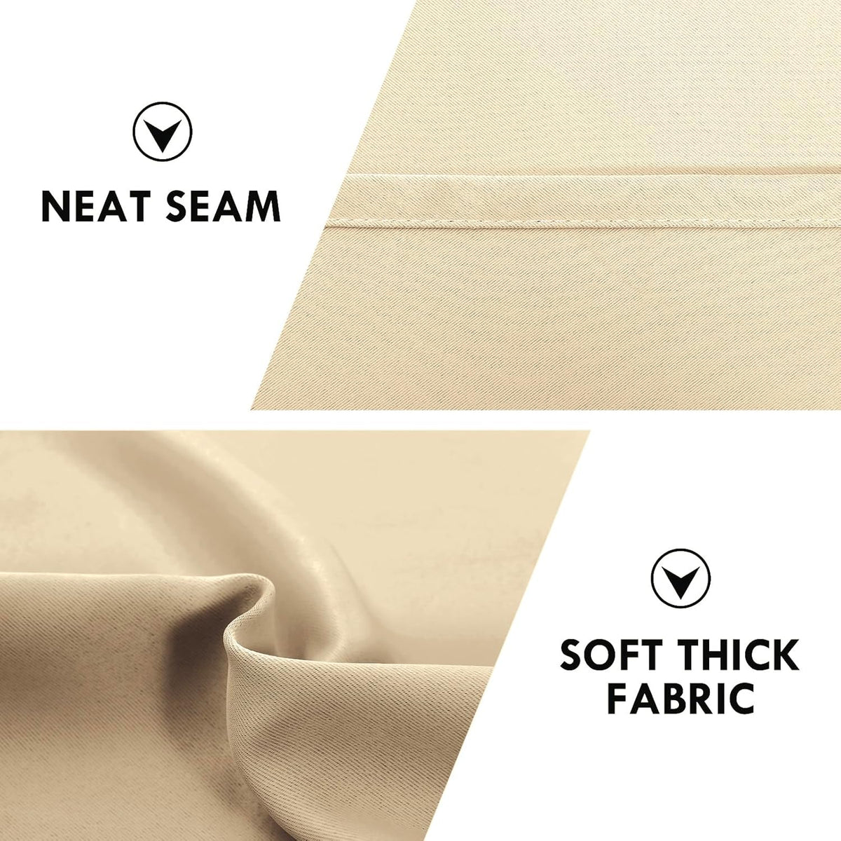 DWCN Beige Blackout Curtains for Bedroom – Rod Pocket Thermal Insulated Energy Saving Drapes for