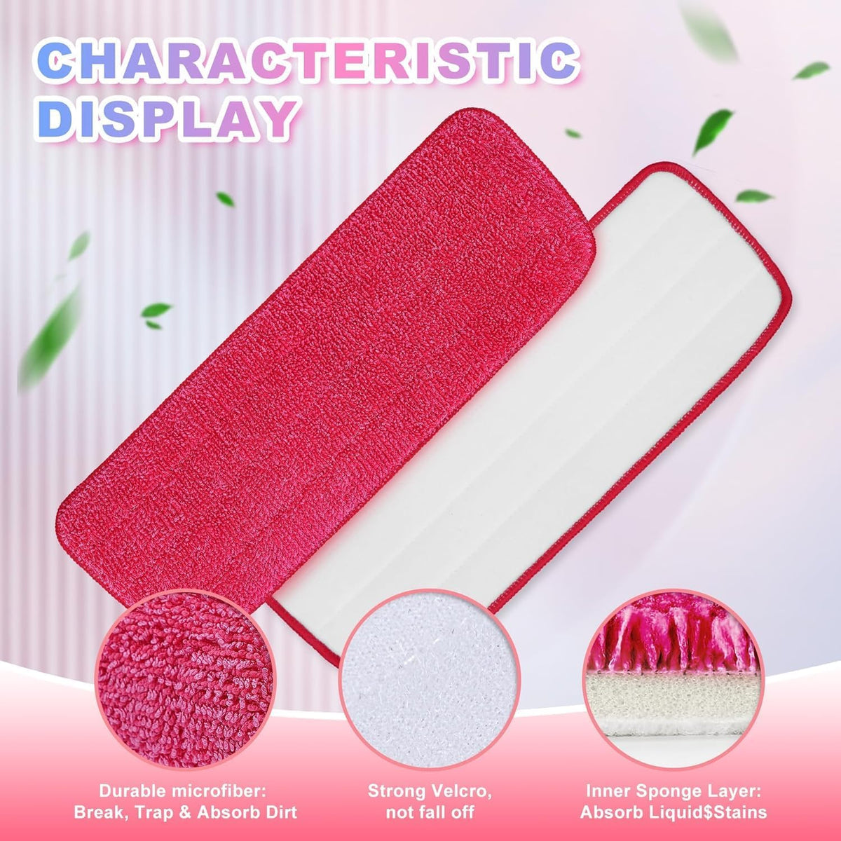 Replacement Microfiber Mop Pads Compatible with Rubbermaid Reveal Spray Mop with Washable Pads