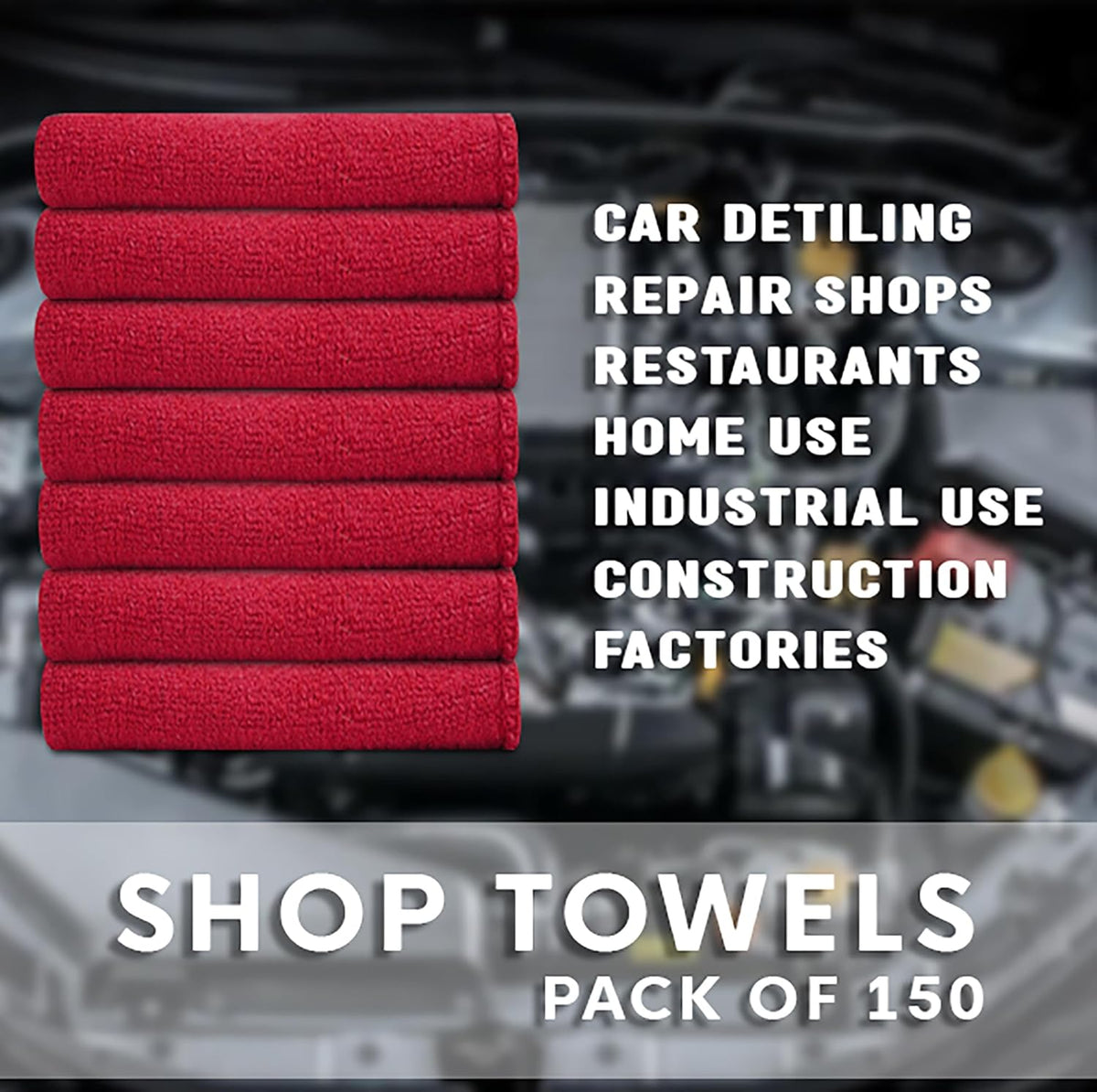 Cotton Shop Towels - Pack of 50 Cleaning Rags 12'' x 14'' - Super Soft and Absorbent Shop Rags for
