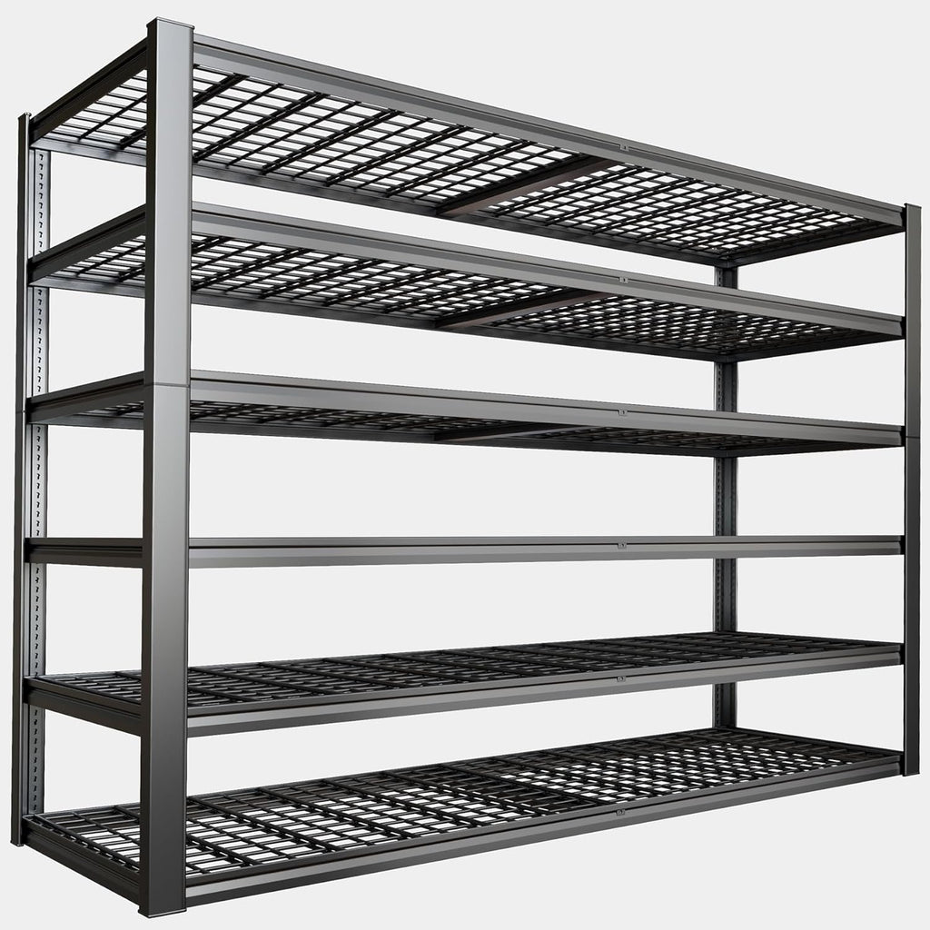 65" W Garage Shelving Heavy Duty, 6 Tier Garage Shelves, Adjustable Storage Shelving Unit