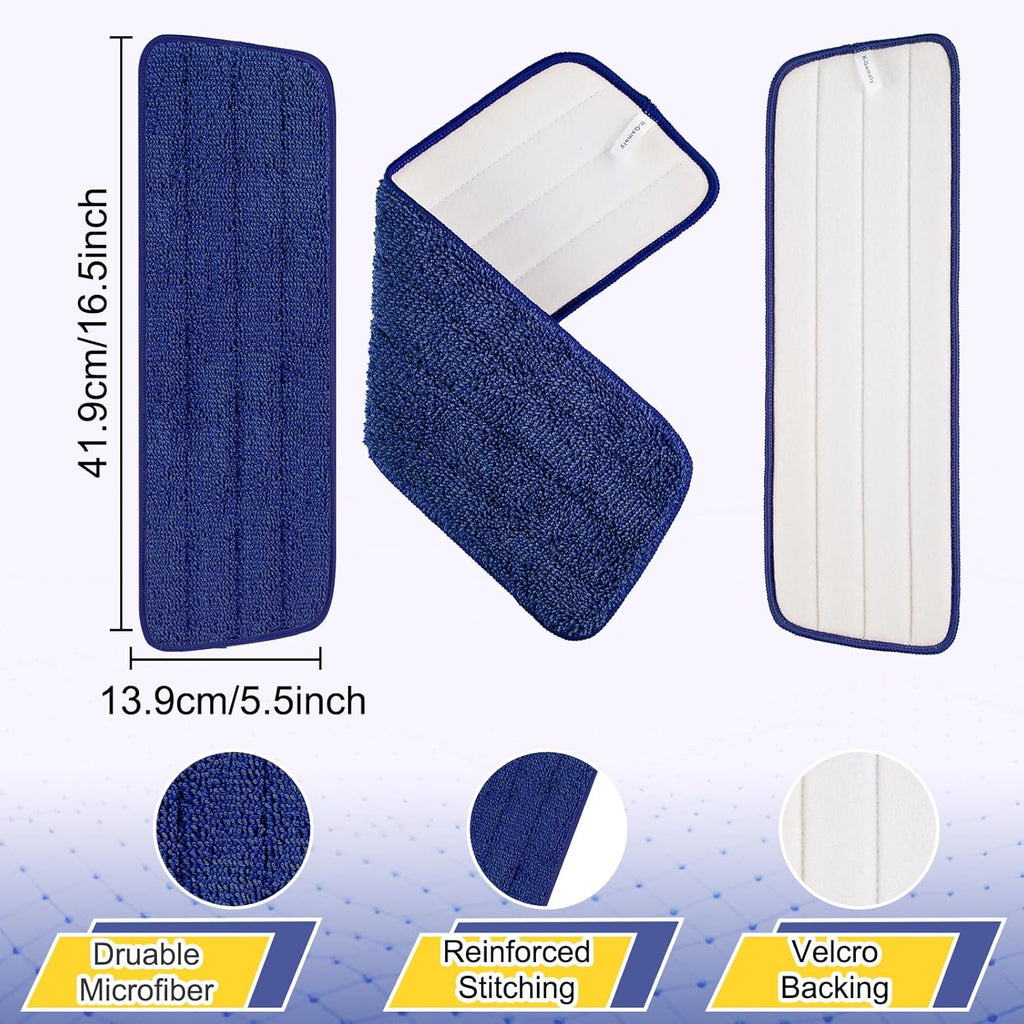 8 Pack 16.5 inch Reusable Mop Pads Microfiber Spray Mop Replacement Heads for Wet/Dry Mops