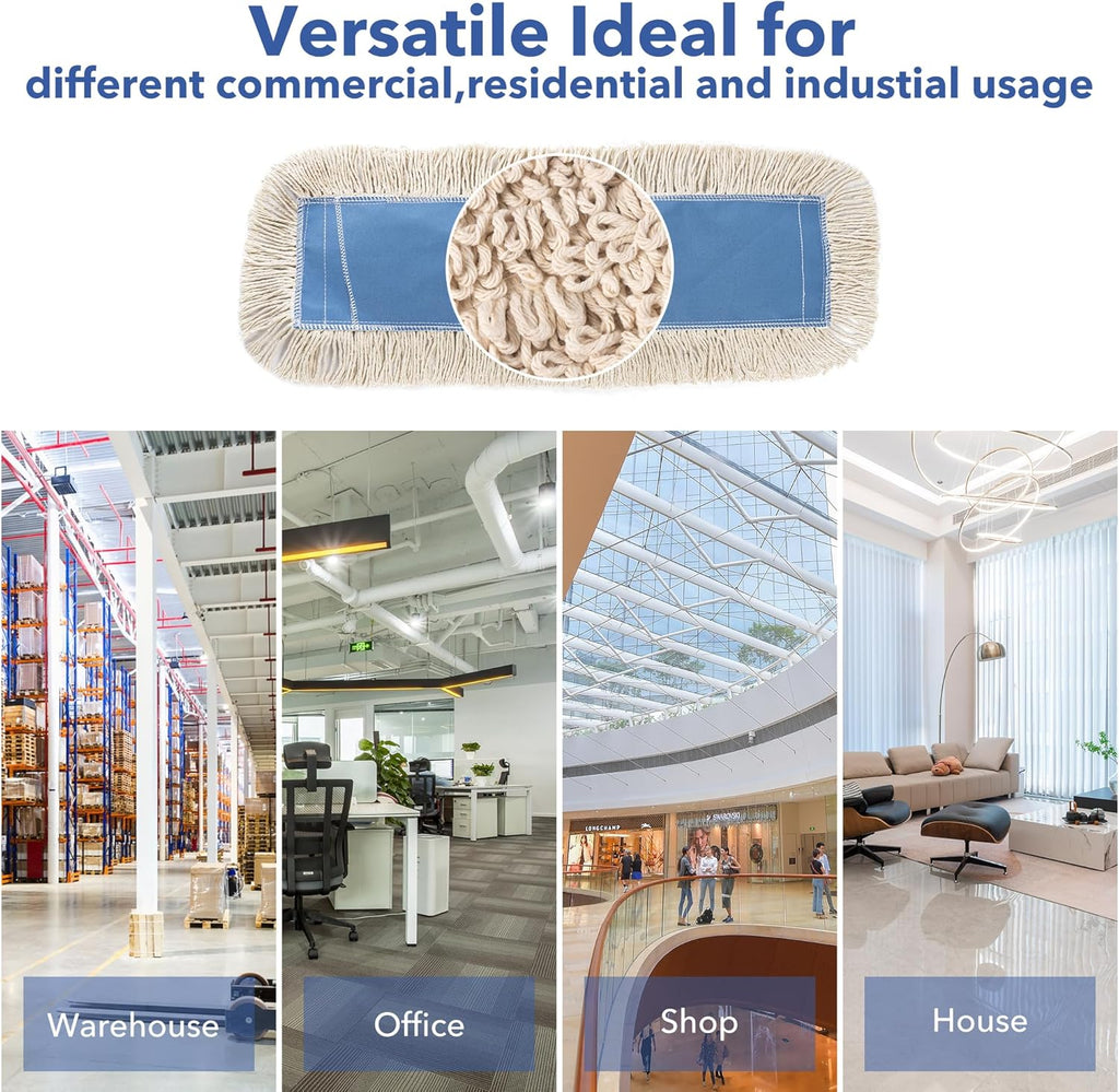Matthew Cleaning 24'' Industrial Strength Cotton Dust Mop Refill Washable Replacement Heads for