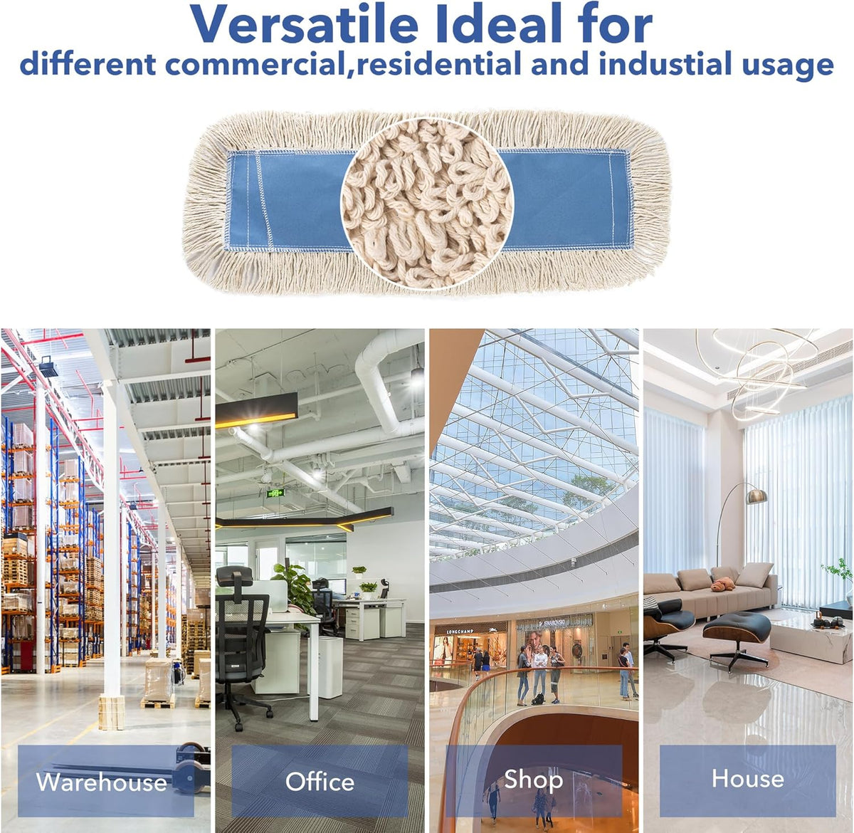 MATTHEW CLEANING 24'' Industrial Strength Cotton Dust Mop Refill Washable Replacement Heads For