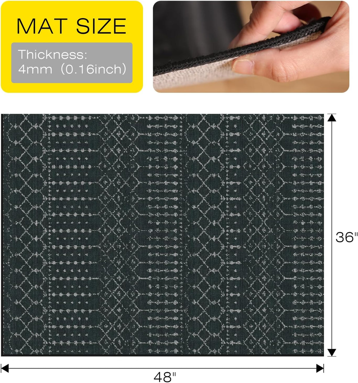 Office Chair Mat for Hardwood & Tile Floors, 48" x 36" Desk Chair Mat, Non-Slip Floor Protector for
