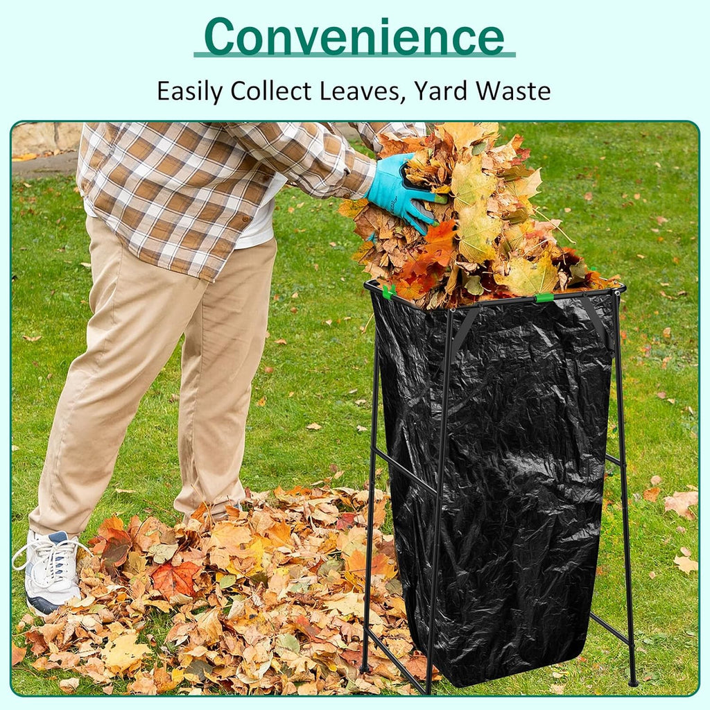 Foldable Trash Bag Holder Stand, Garden Garbage Bag Holder Frame Holds 30-55 Gallon Bags, Portable