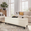 Storage Ottoman Bench, 51-Inch Large Storage Bench for Bedroom End of Bed, 30 Gallons Faux Leather