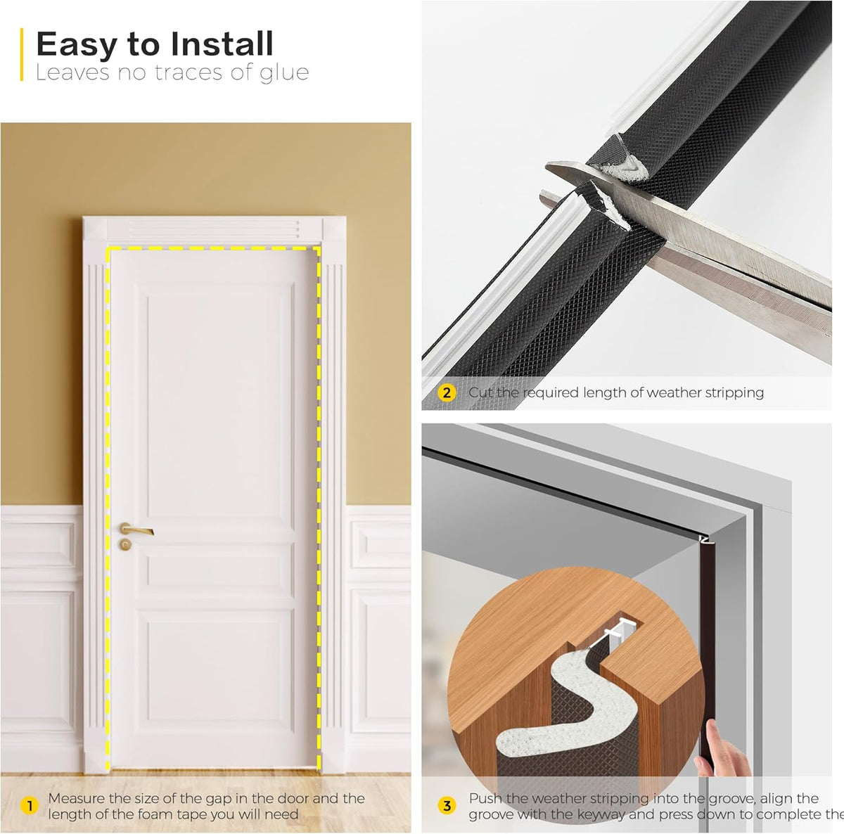 Ravinte Weather Stripping Door Seal Strip Soundproof "Q" Foam Weather Stripping for Door Frame