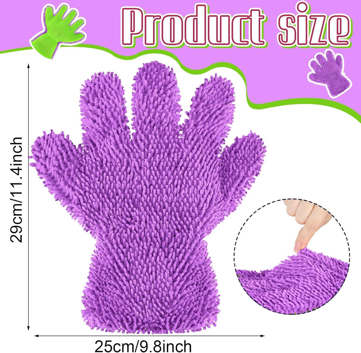 Ferraycle 2 Packs Car Wash Mitt 5 Finger Microfiber Wash Mitts Auto Car Dusting Gloves Double Sided