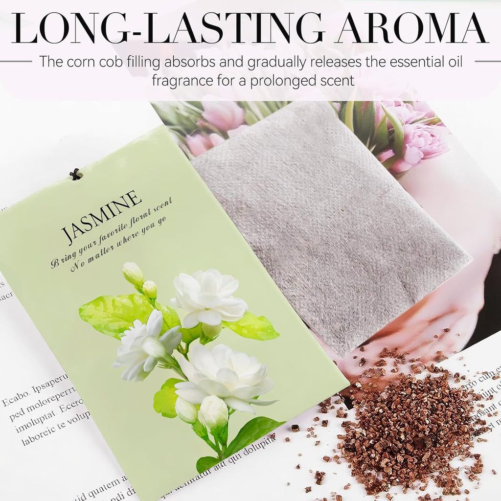 Jasmine Scented Sachet Bags - 12 Pack Closet Freshener Odor Eliminator, Long Lasting Home Fragrance