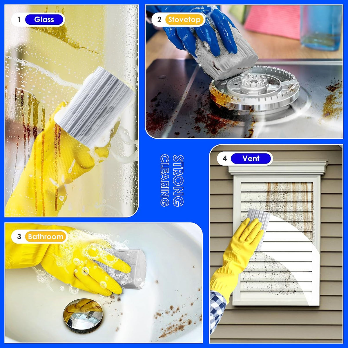 6 Pack Damp Clean Duster Sponge, Reusable Sponge, Duster for Cleaning Blinds, Glass