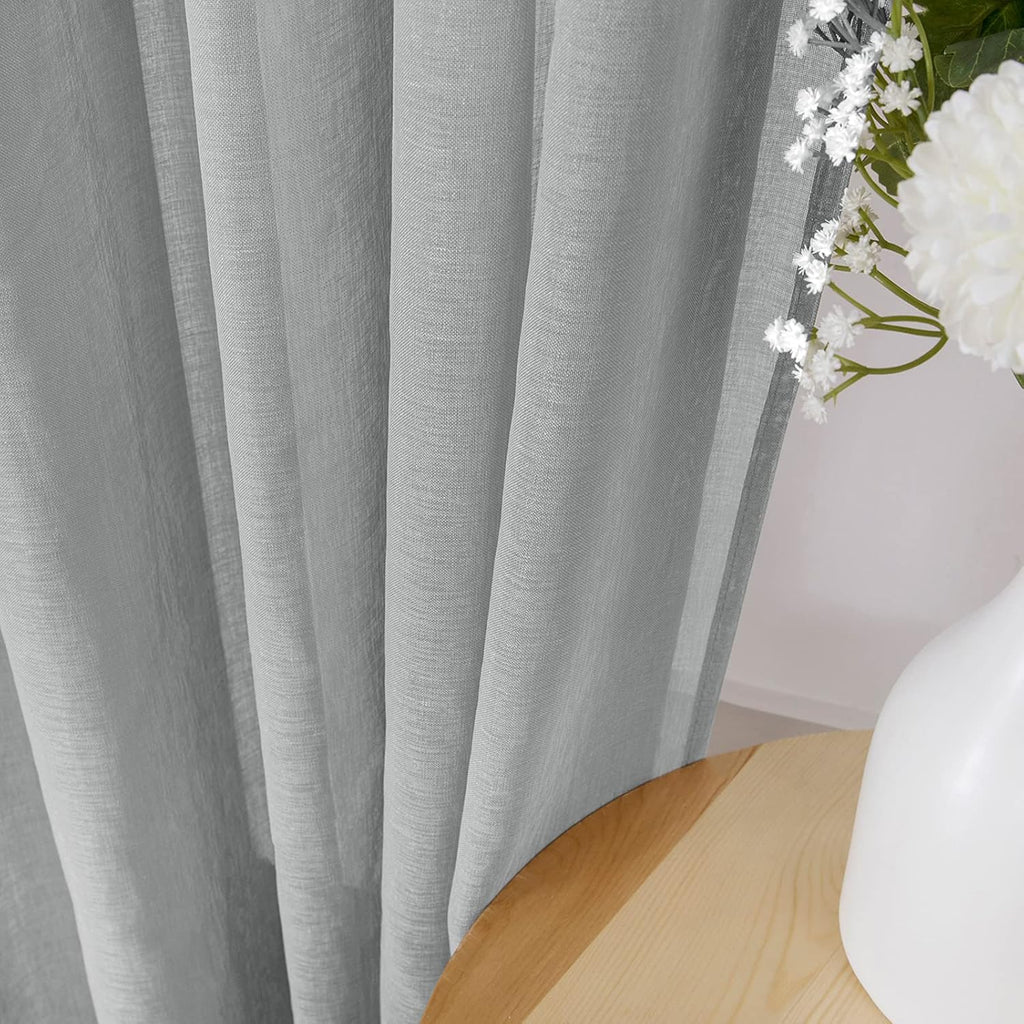 Tollpiz Short Sheer Curtains Linen Textured Bedroom Curtain Sheers Light Filtering Rod Pocket Voile