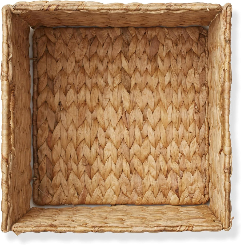 Casafield 10.5" x 10.5" Water Hyacinth Storage Baskets, Natural - Set of 6 Collapsible Cube