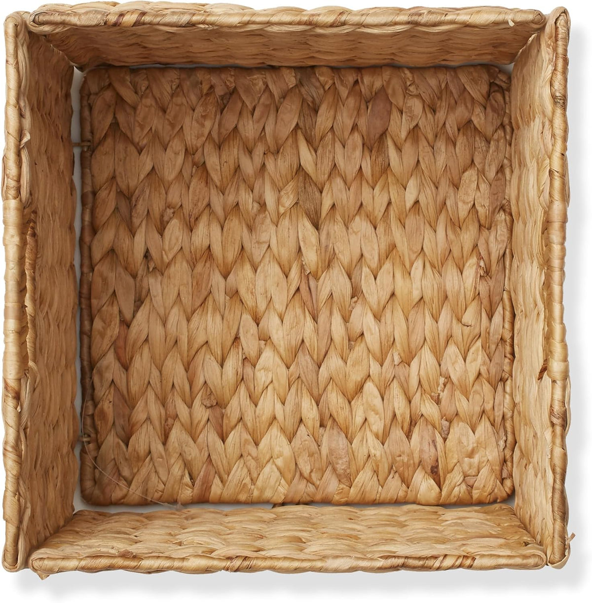 Casafield 10.5" x 10.5" Water Hyacinth Storage Baskets, Natural - Set of 4 Collapsible Cube