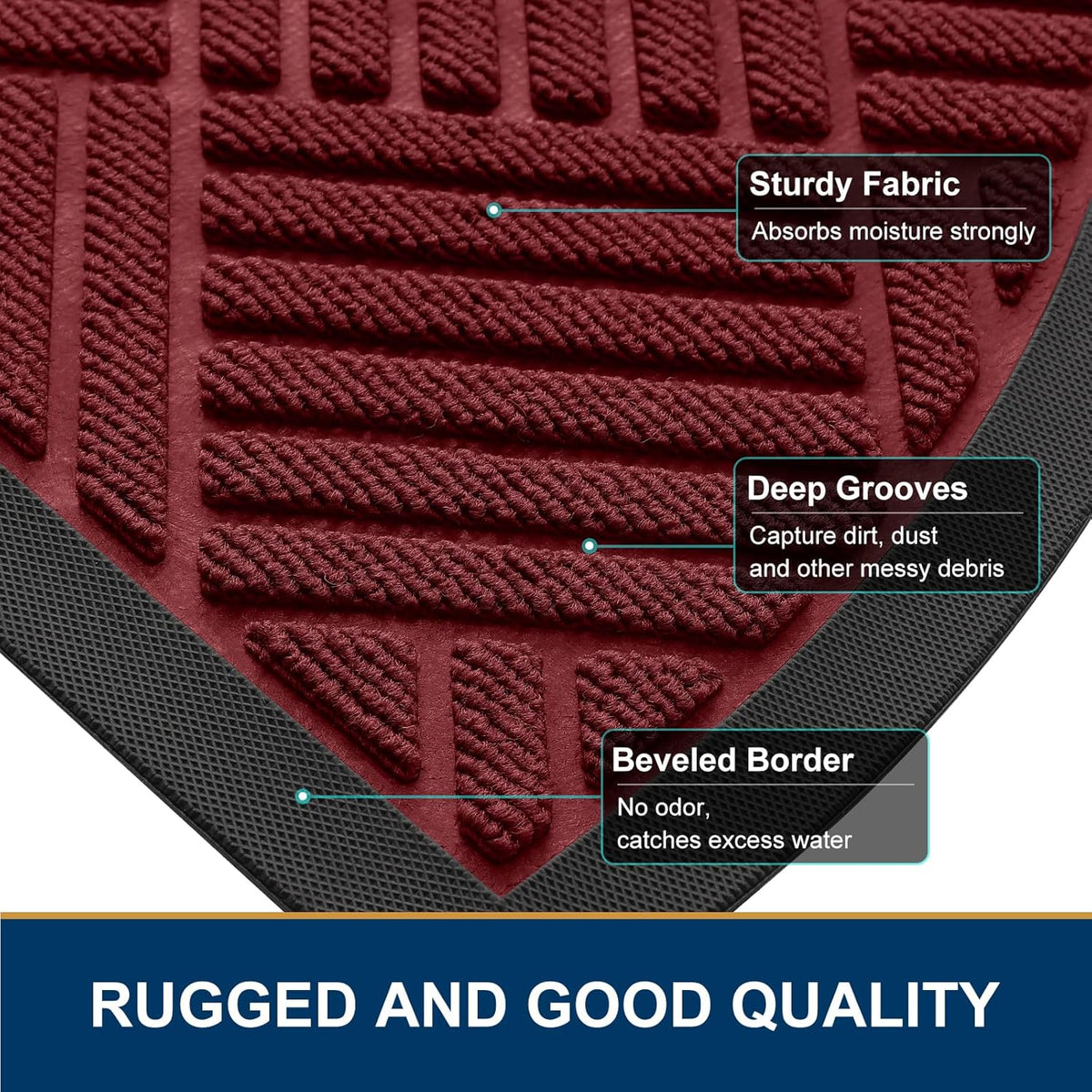 Smiry Half Circle Front Door Mat Outside Entrance,Heavy Duty Outdoor Indoor Natural Rubber