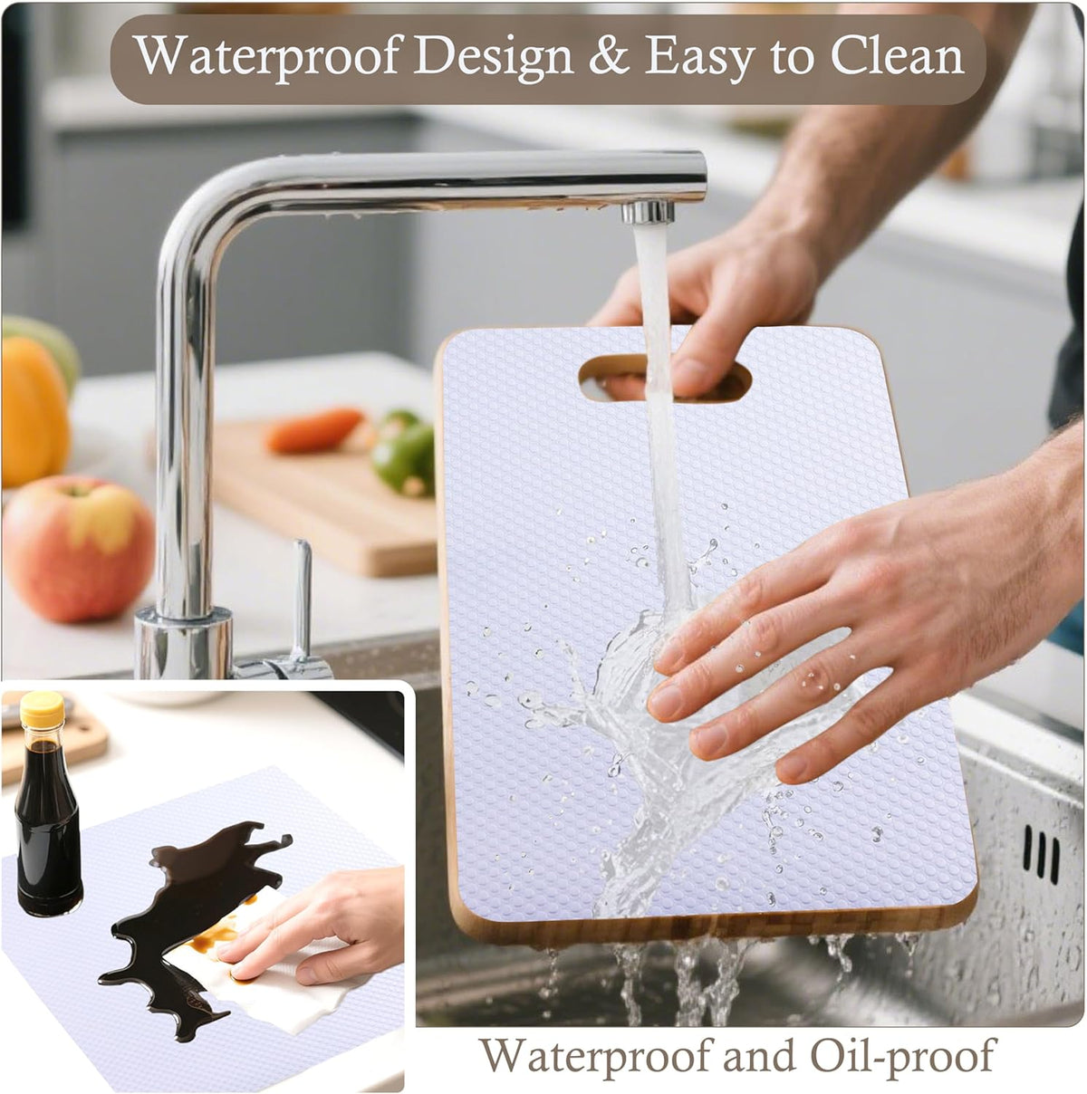 Cabinet Shelf Liners 15 Inch Wide X 20 Ft Kitchen Drawer Liner Non-Adhesive Pantry Cupboard Liner
