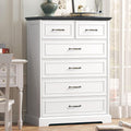 6 Drawer Dresser for Bedroom, 43" Tall Wooden Chest of Drawers, Rustic Farmhouse Dresser with Large