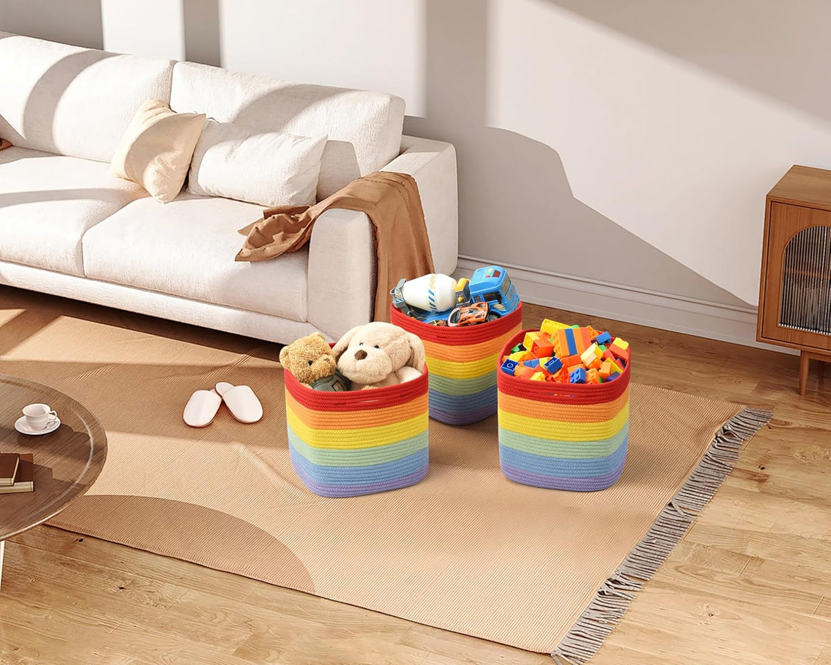 3 Pack Storage Cubes 11 Inch Cotton Rope Woven Baskets for Organizing Cube Bin Square Shelves