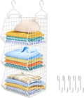 X-cosrack 3 Tier Foldable Closet Organizer, Clothes Shelves with 5 S Hooks, Wall Mount&Cabinet Wire