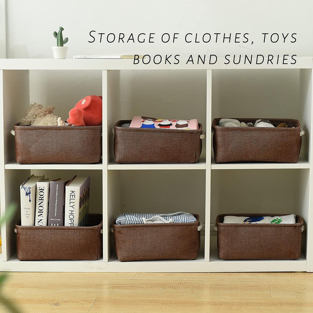 TheWarmHome Storage Basket for Organizing - 12x8x5 inch Small 6 Pack Collapsible Storage Bin for