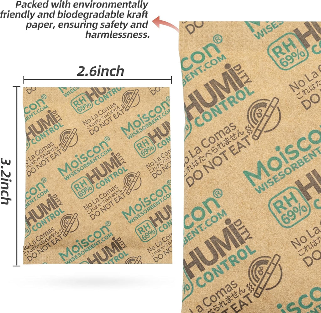 8 Gram 15 Pack 69% Two-Way Humidity Control Packs for Storing 1 oz, Size 8 for Travel Case