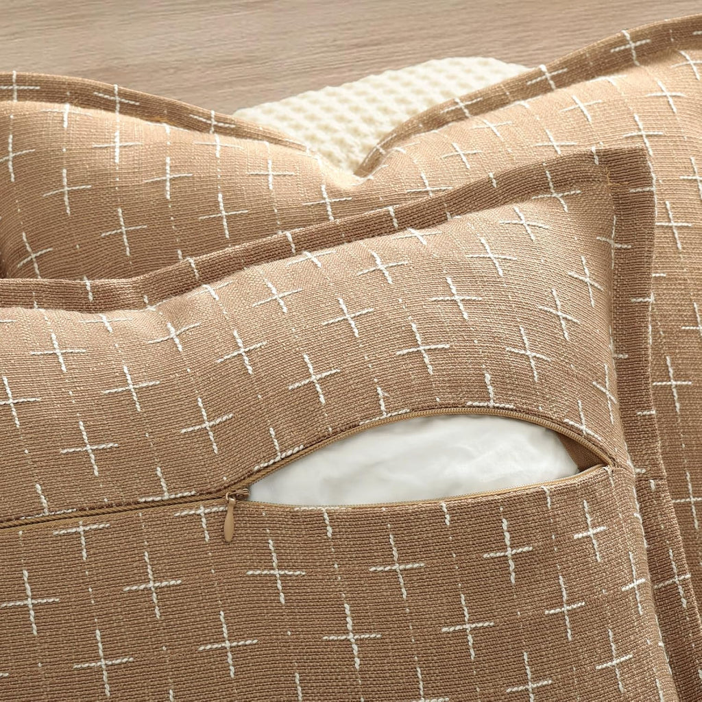 ZWJD Throw Pillow Pillow Covers 18x18 Set of 2 Soft Polyester Textured Pillow Covers with Stylish