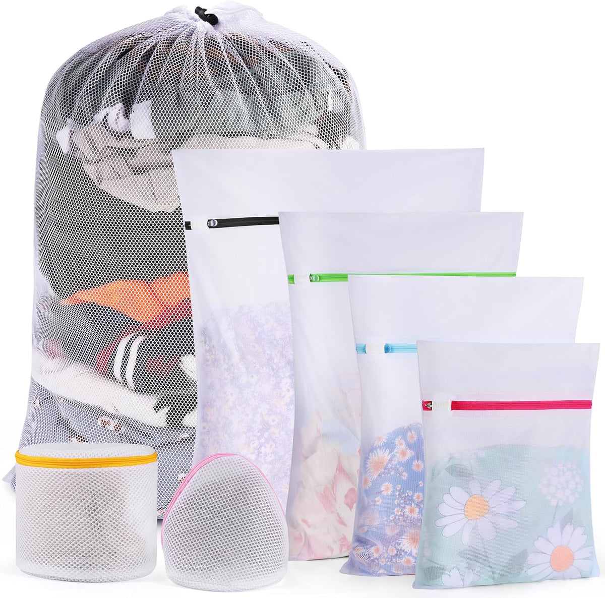 7 Pcs 7 Size Mesh Laundry Bags for Delicates with Premium Zipper, Lingerie Bags for Washing