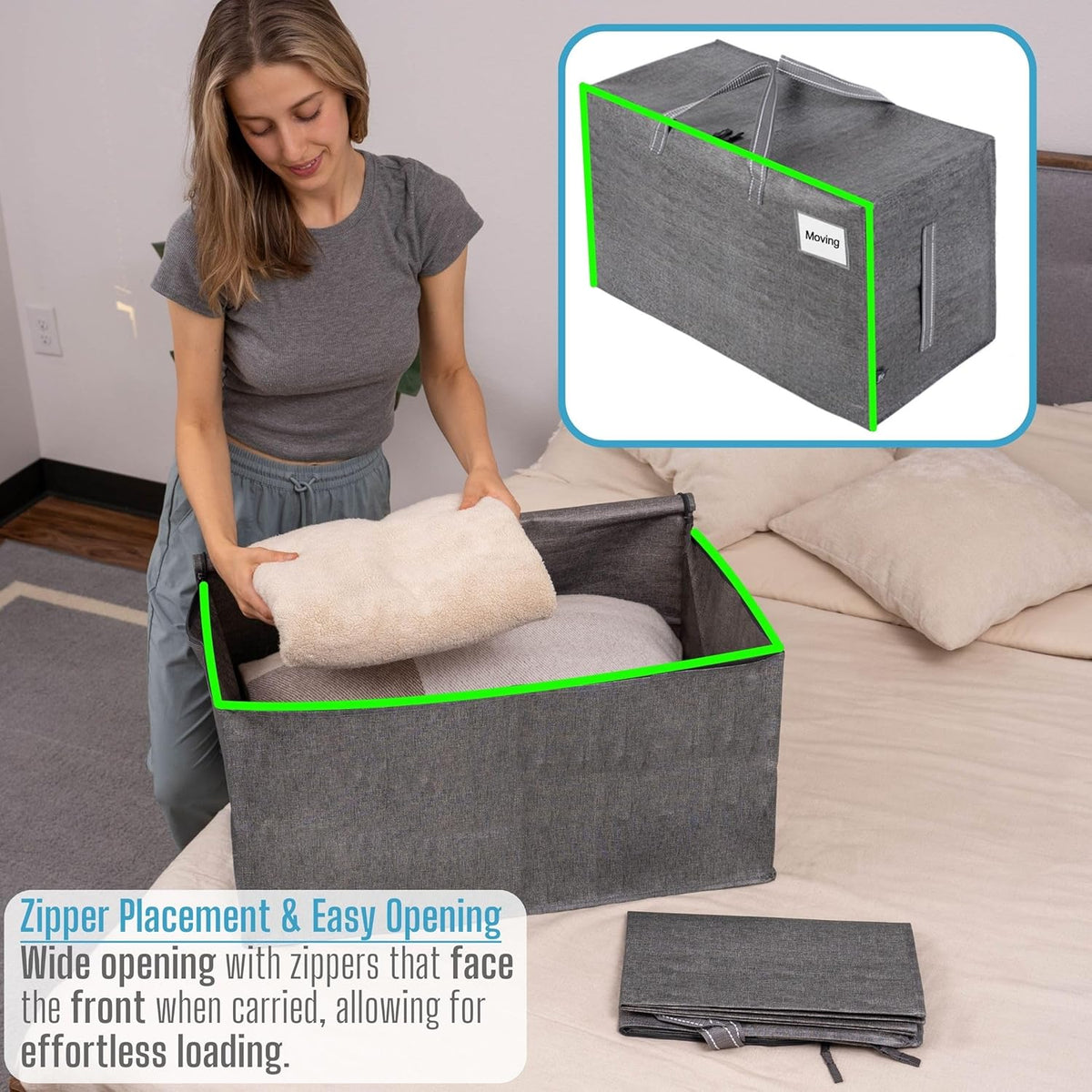 VENO 6 Pack Moving and Storage Bags, Heavy Duty, Alternative to Moving Boxes, Large Packing Totes