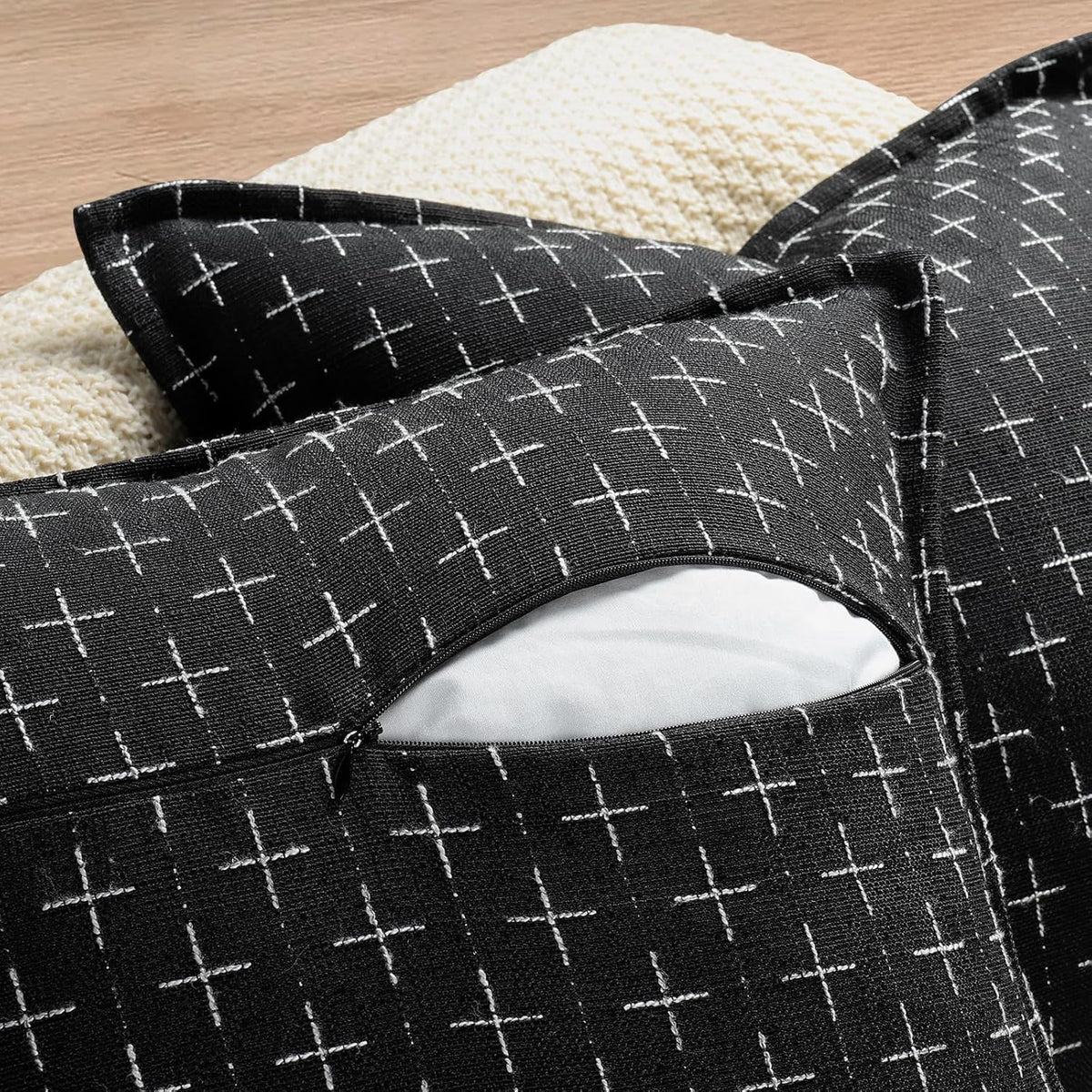 ZWJD 12x20 Pillow Covers Set of 2 Soft Polyester Textured Pillow Covers with Stylish Flange Edge