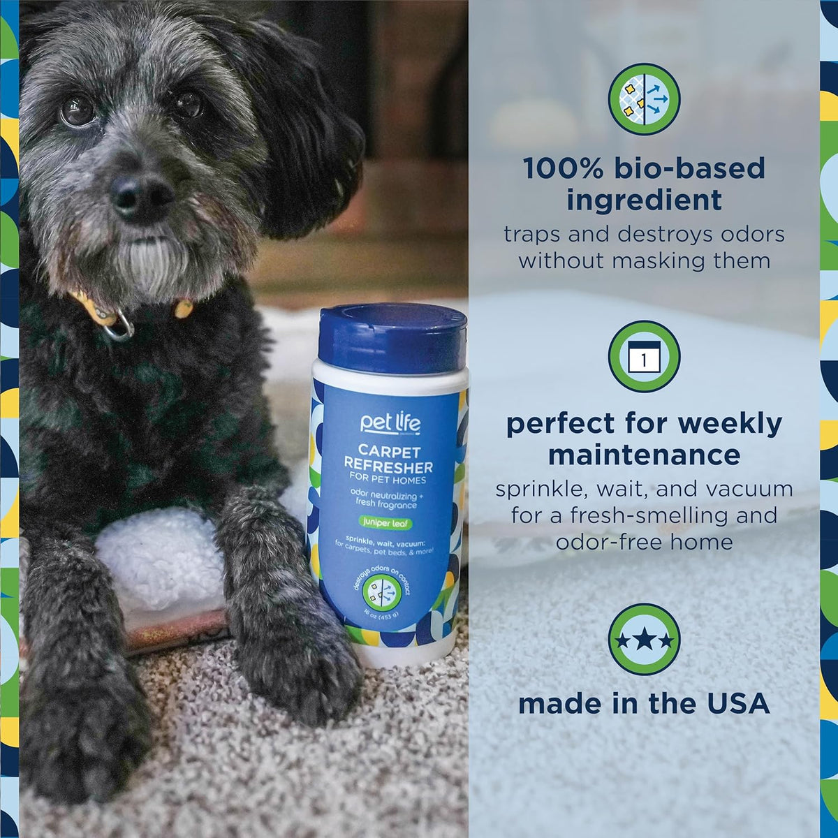 Pet Life Unlimited Carpet Refresher & Deodorizer Powder - Pet Safe, Plant-Based Juniper Leaf Scent