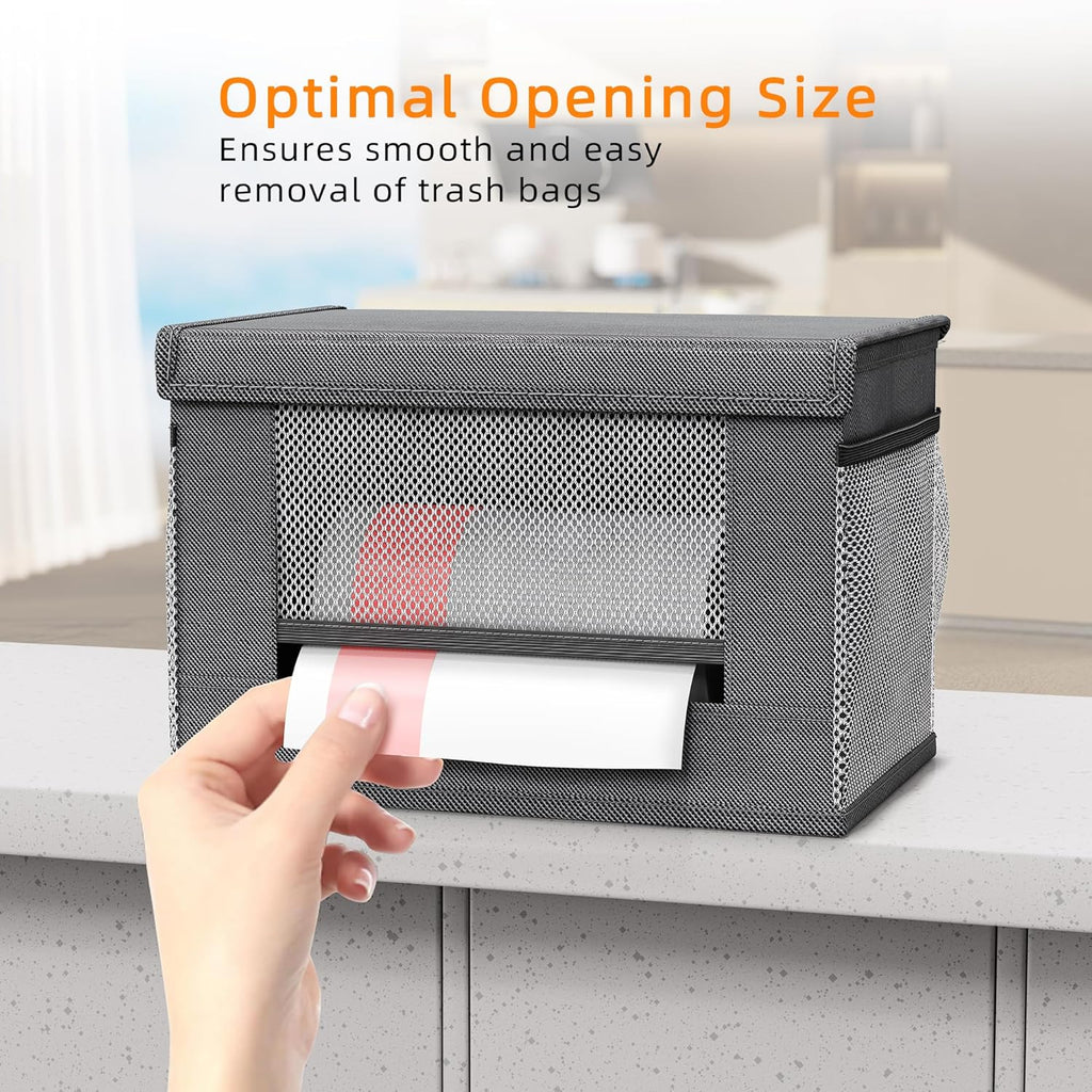 2 Pack Trash Bag Holder Dispenser, Oxford Cloth Garbage Bag Storage Organizer with Mesh Pockets