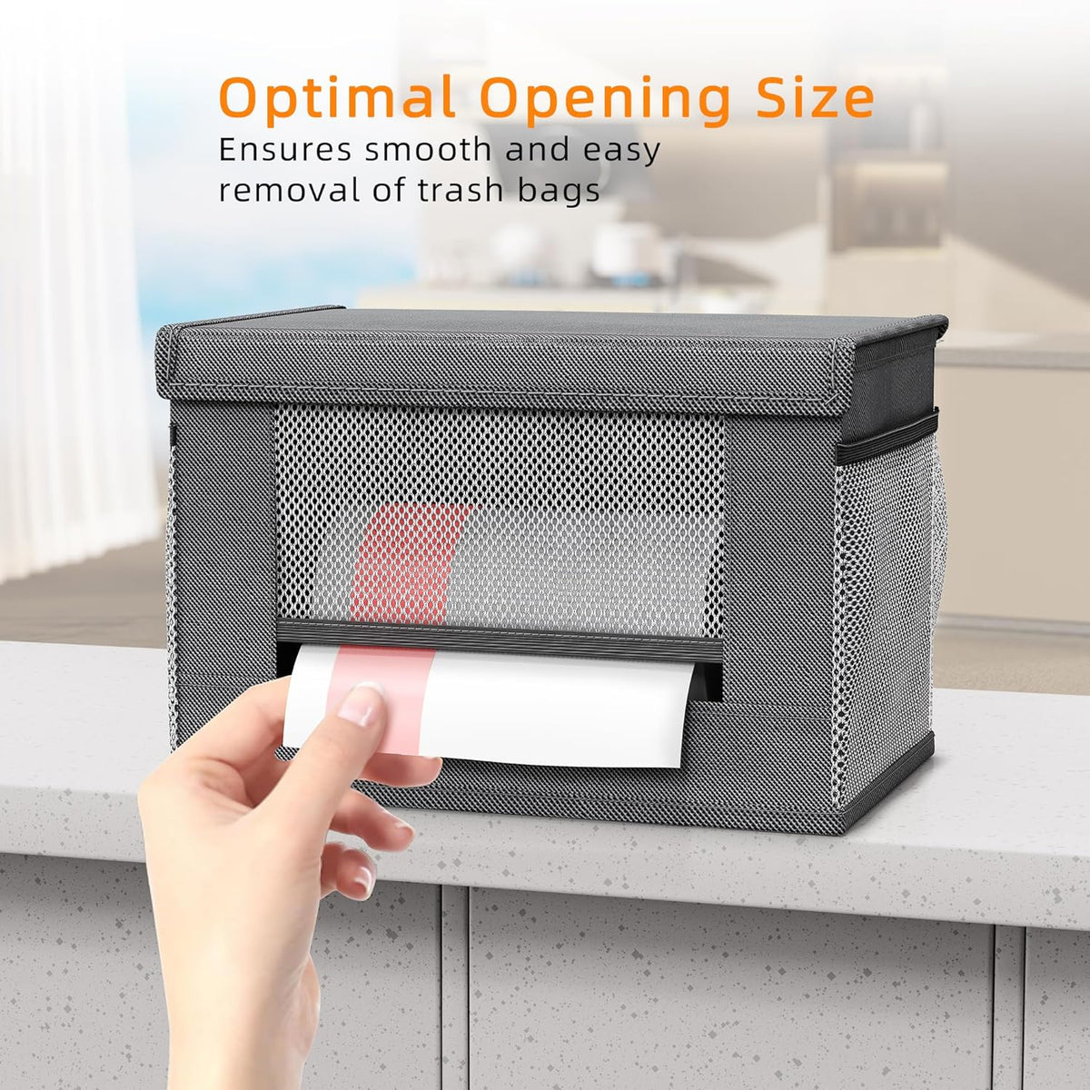 2 Pack Trash Bag Holder Dispenser, Oxford Cloth Garbage Bag Storage Organizer with Mesh Pockets