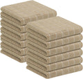 Homaxy 100% Cotton Terry Kitchen Towels(Tan, 13 x 28 inches), Checkered Designed, Soft and Super