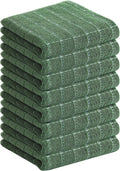 Homaxy 100% Cotton Terry Kitchen Towels(Grass Green, 13 x 28 inches), Checkered Designed, Soft and