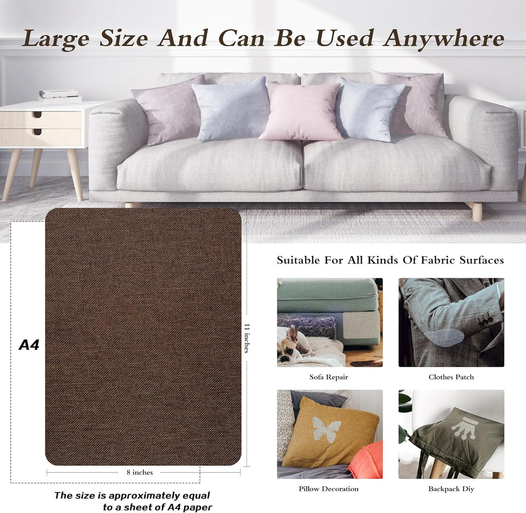 KING MOUNTAIN Coarse Linen Repair Patches, Self-Adhesive Linen Fabric Patches, 8X11 inch 2 PCS