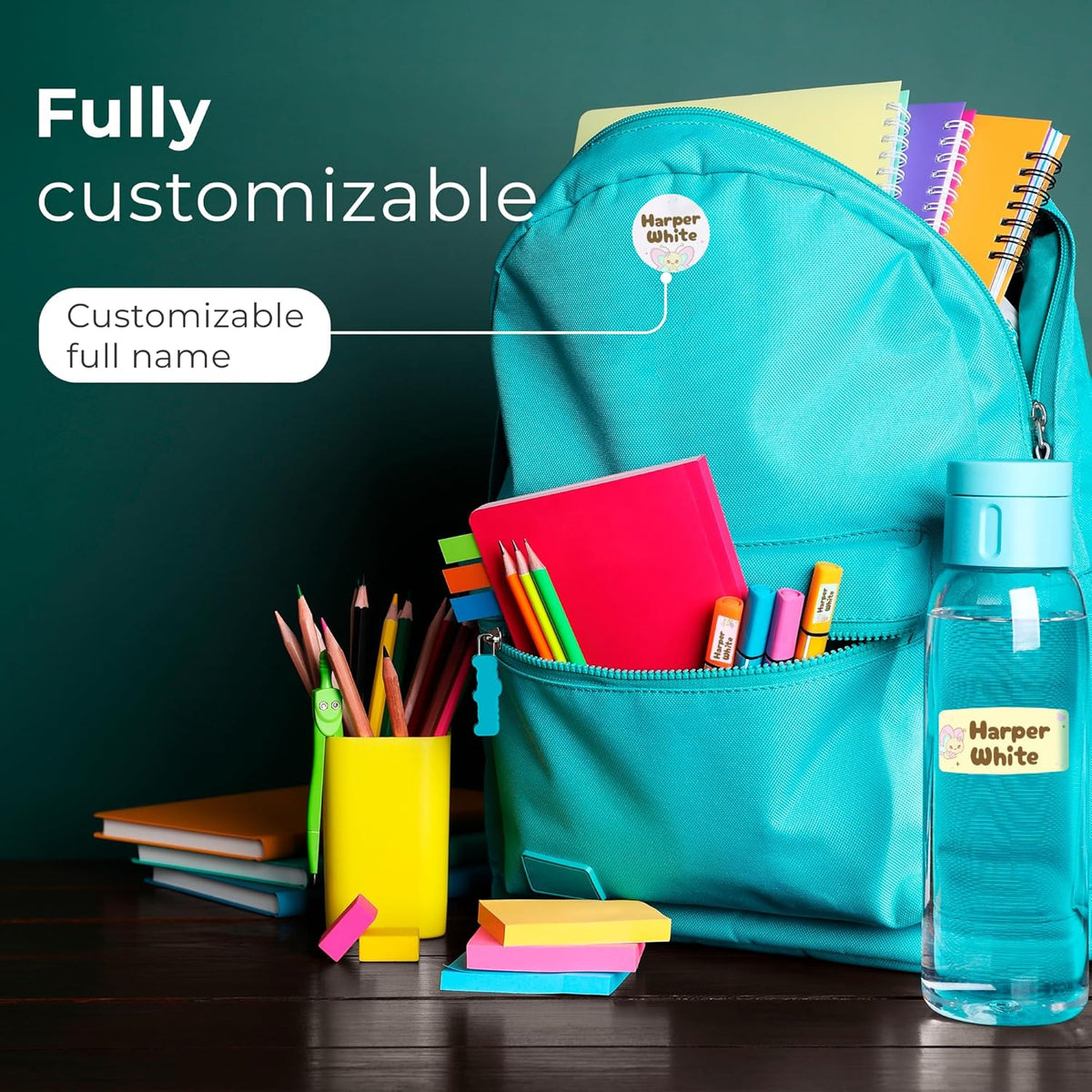 Personalized Name Tag Stickers for Kids (130+ Pack) | Butterfly Waterproof Labels for School