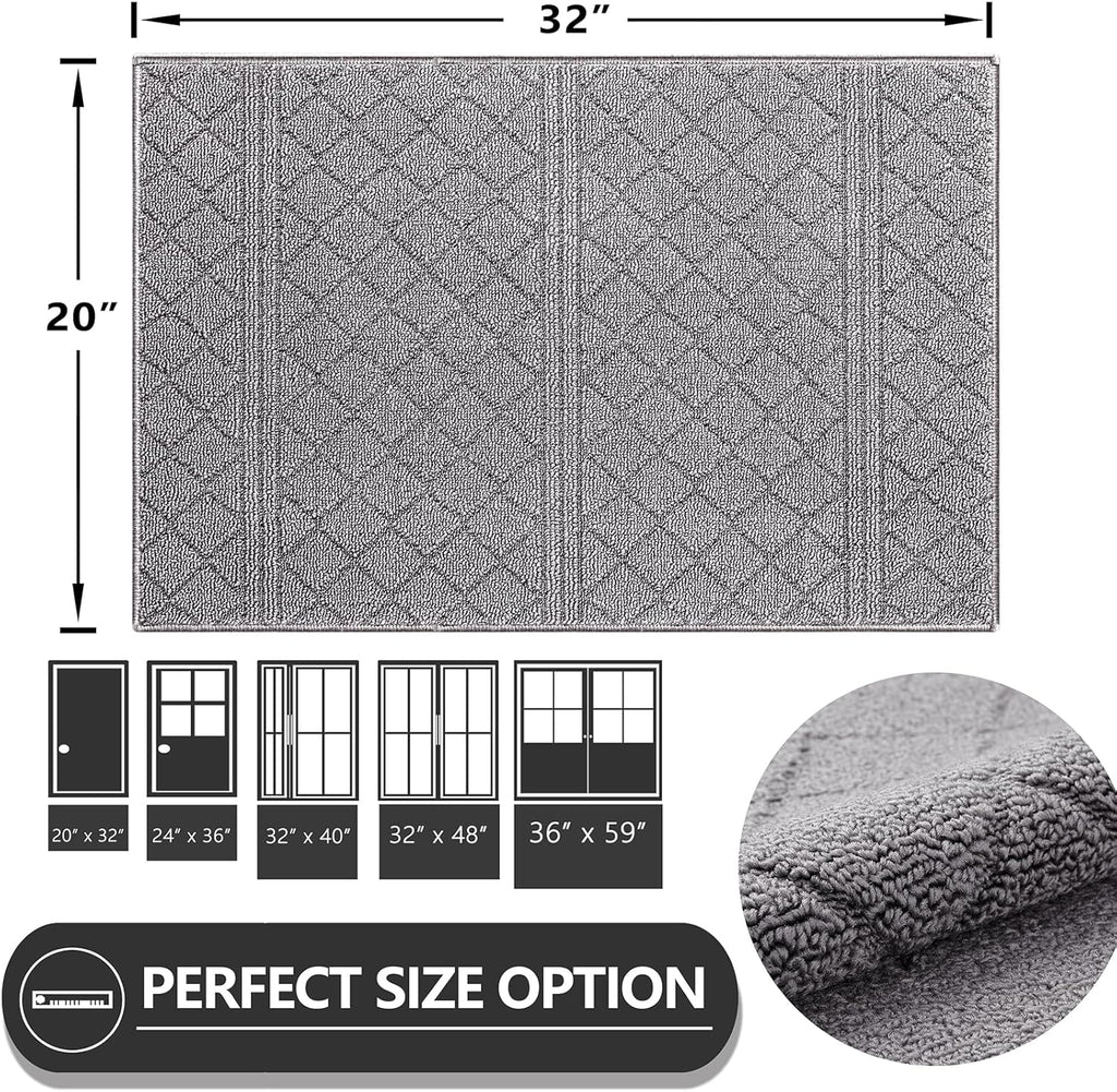 REFETONE Indoor Doormat, Front Back Door Mat 20"x32" Rubber Backing Non Slip Mats, Absorbent Resist