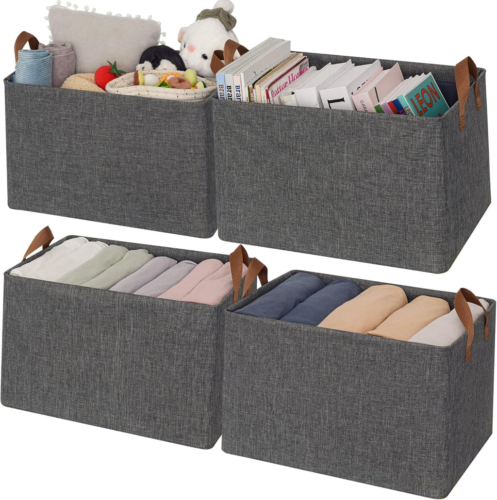 GRANNY SAYS Closet Storage Baskets, Collapsible Fabric Storage Bins with Metal Frame, Clothes