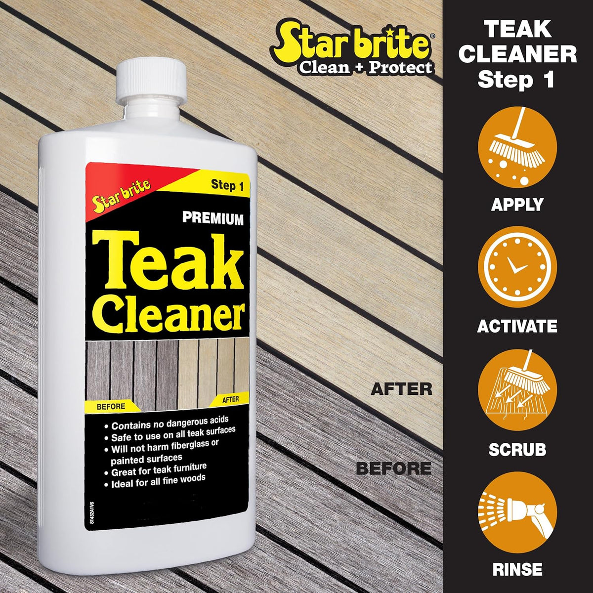 STAR BRITE Teak Kit - Restore Decks, Patio, Outdoor Furniture, Boats & Fine Wood - Marine Grade